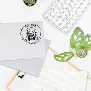 Pyrenees Dog Family Return Address Rubber Stamp