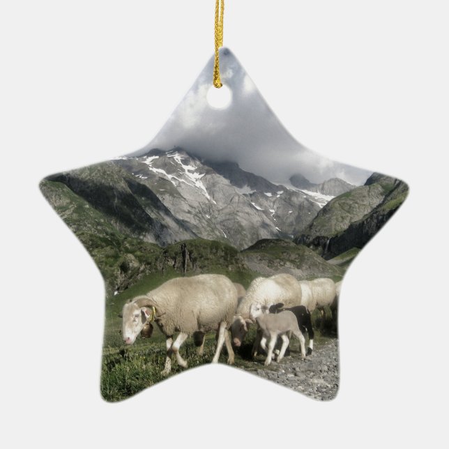 pyrenees landscape ceramic ornament (Front)