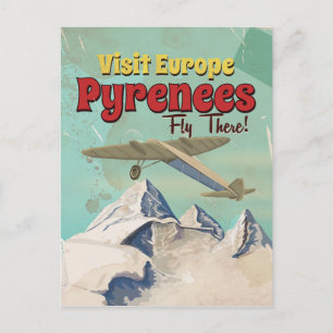 Pyrenees Mountains, Europe vintage Travel poster Postcard