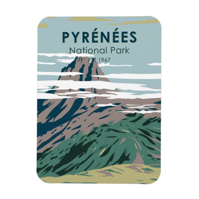 Pyrenees National Park France Vintage Magnet (Vertical)