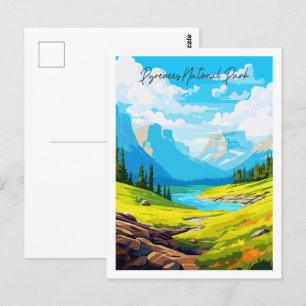 Pyrenees National Park vintage travel illustration Postcard