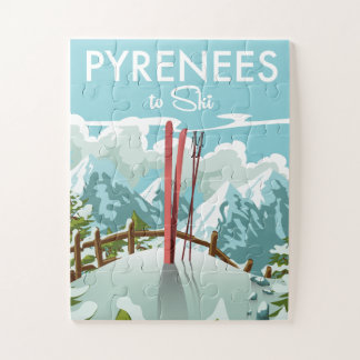 Pyrenees To Ski travel print. Jigsaw Puzzle
