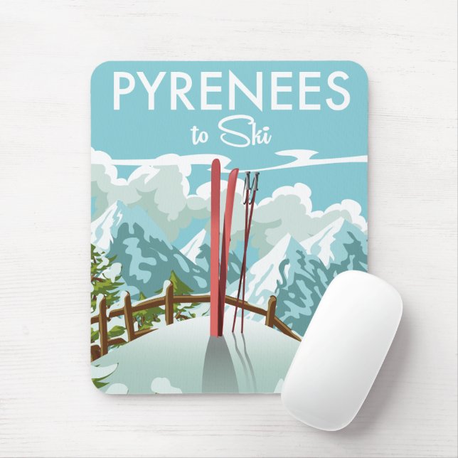Pyrenees To Ski travel print. Mouse Pad (With Mouse)