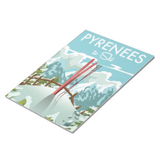 Pyrenees To Ski travel print. Notepad