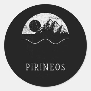 Pyrenees Vintage Mountains Hiking Camping Spain Re Classic Round Sticker
