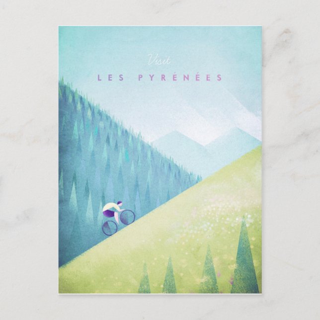 Pyrenees Vintage Travel Poster - Art Postcard (Front)