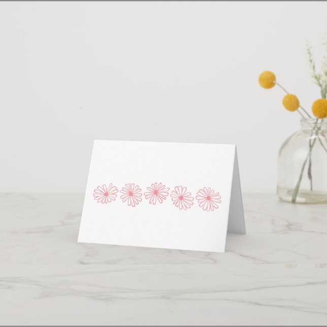 Pyrex Pink Daisy Notecard - White (Front)