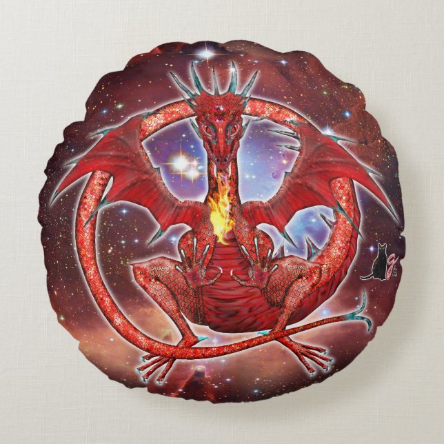 Pyrope Cosmic Dragon  Round Pillow (Front)