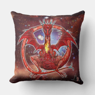 Pyrope Cosmic Dragon Throw Pillow