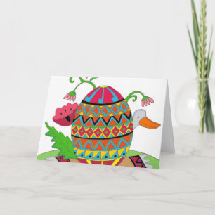 Pysanka and Duck Ukrainian Folk Art Holiday Card