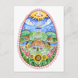 Pysanka Ukrainian watercolor art Postcard