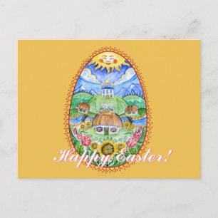 Pysanka watercolor art — Happy Easter Holiday Postcard
