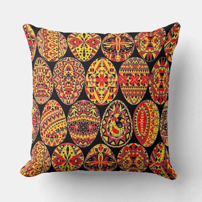 Pysanki Easter Eggs Throw Pillow (Front)