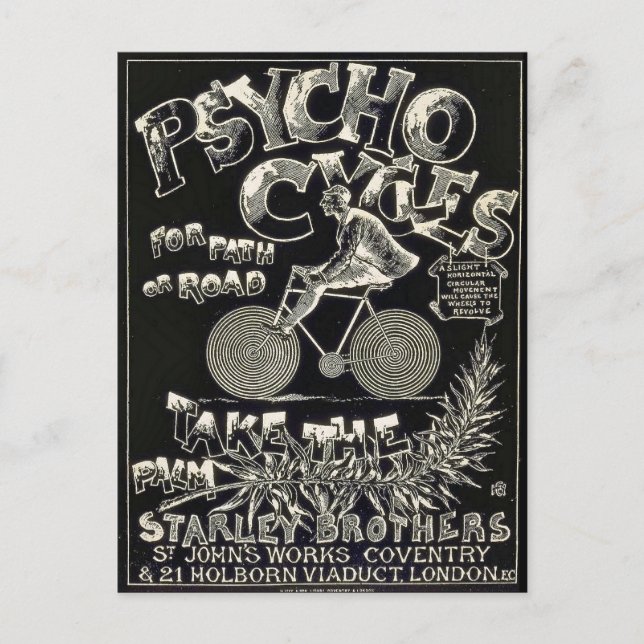 Pyscho Cycles - Vintage Bike Advertisement Postcard (Front)