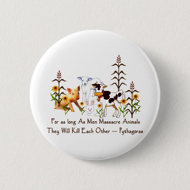 Pythagoras Vegetarian quote 2 Inch Round Button (Front)