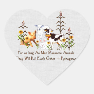Pythagoras Vegetarian quote Heart Sticker