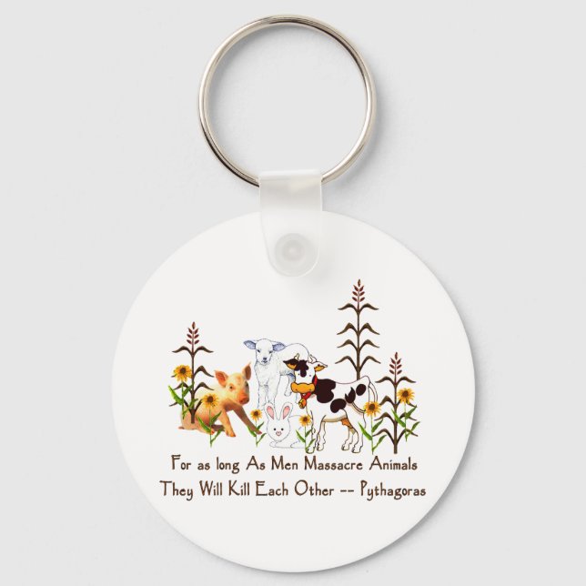 Pythagoras Vegetarian quote Keychain (Front)