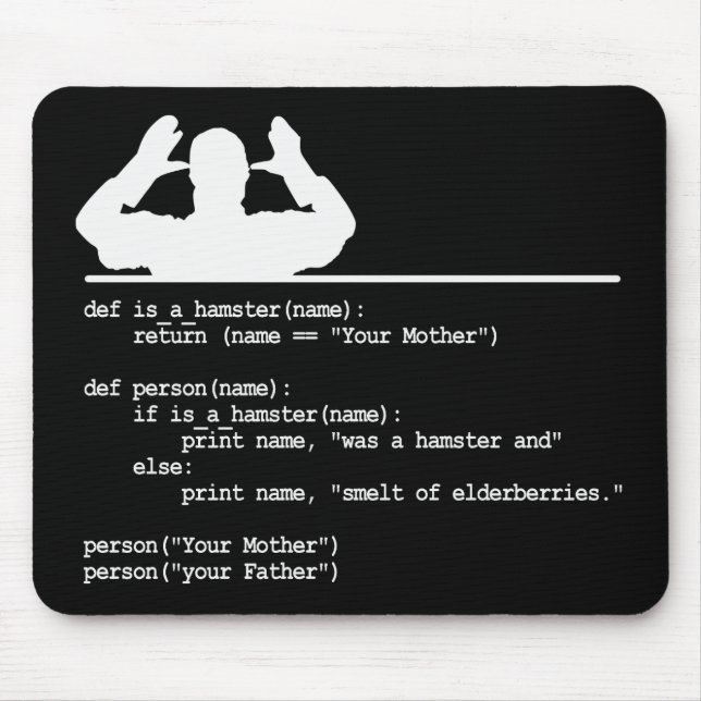 Python Code-Your mother was a hamster Mouse Pad (Front)