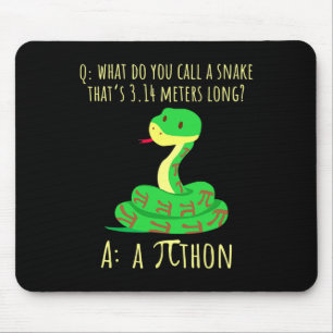 Python Pithon Pi Symbol Funny Math Teacher Pi Day  Mouse Pad