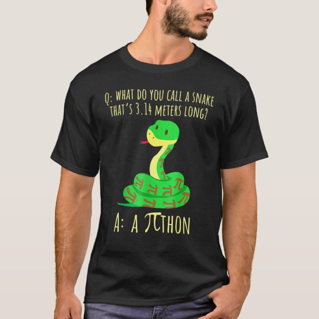 Python Pithon Pi Symbol Funny Math Teacher Pi Day T-Shirt (Front)