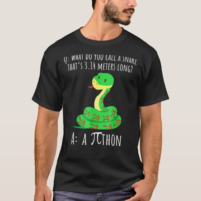 Python Pithon Pi Symbol Funny Math Teacher Pi Day T-Shirt (Front)