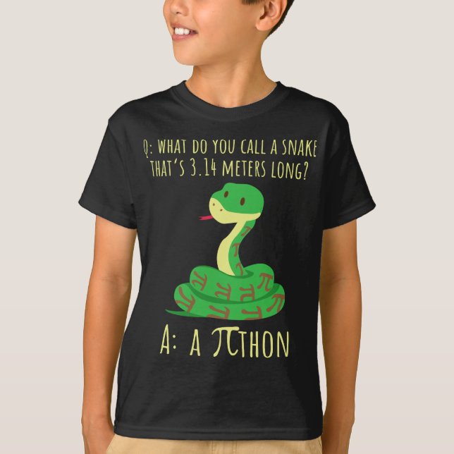 Python Pithon Pi Symbol Funny Math Teacher Pi Day  T-Shirt (Front)