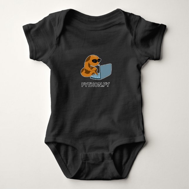 Python Programmer Funny Snake Baby Bodysuit (Front)
