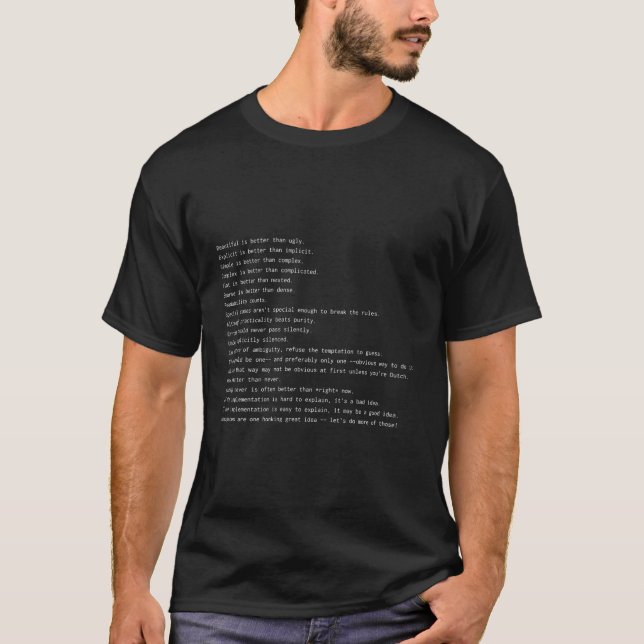 Python Programmer Zen Of Python Programming T-Shirt (Front)