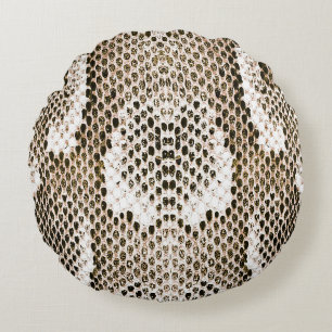 python skin, snake pattern, animal skin pattern de round pillow