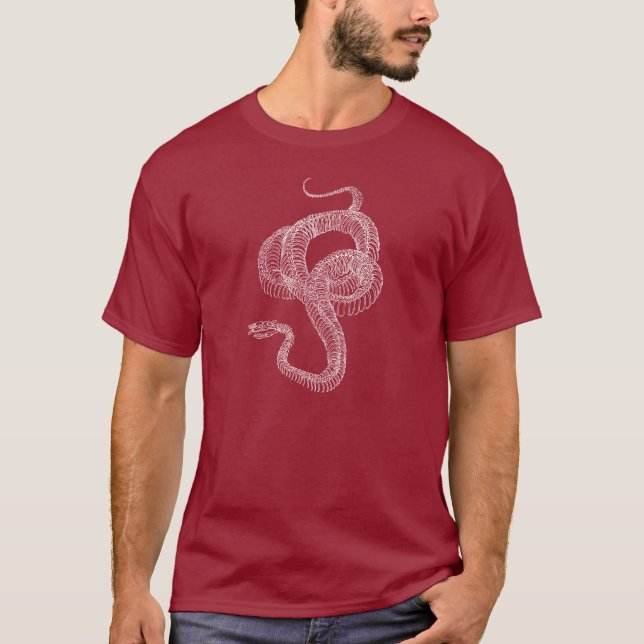 Python snake skeleton, white on dark T-Shirt (Front)