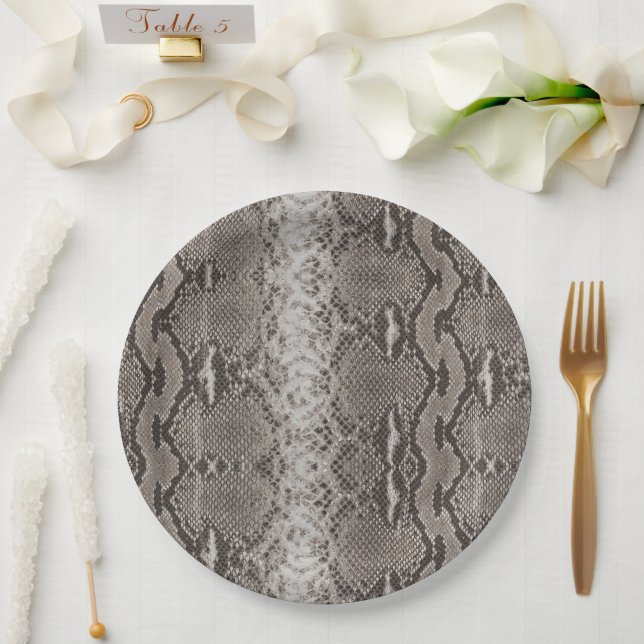 Python Snake Skin Animal Print Paper Plate (Wedding)