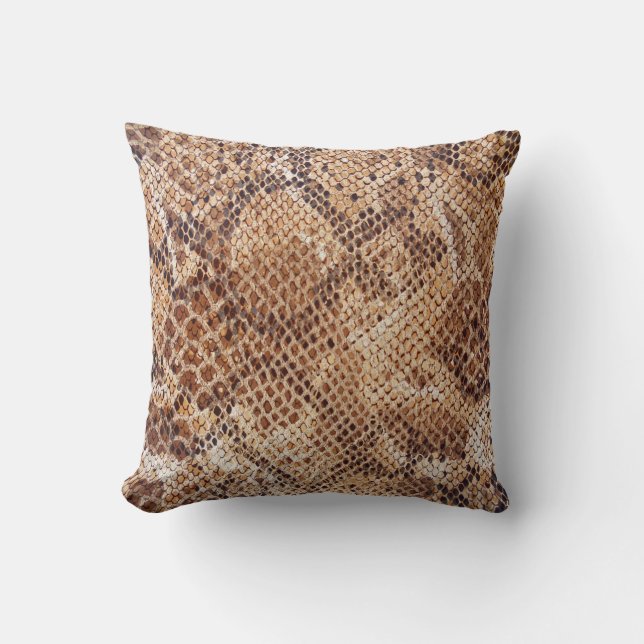 Python Snake Skin Print Throw Pillow (Front)