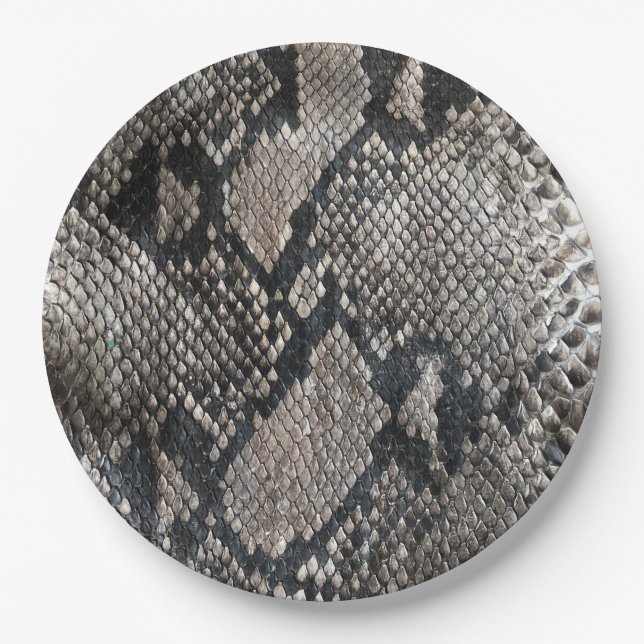 Python Snake Skin - Rich Elegant Halloween Paper Plate (Front)