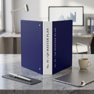 Q4 Master Plan Minimalist Typography Navy Blue Binder