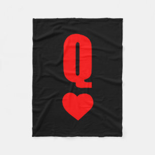 Q Card Queen Hearts Matching Couple Saint Valentin Fleece Blanket