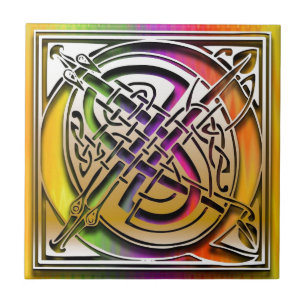 Q Celtic Rainbow Custom Monogram Tile