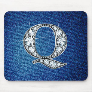 Q Faux-"Diamond Bling" on Denim Mousepad