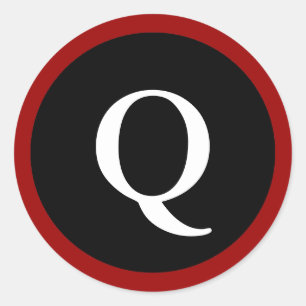 Q : Initial Q Letter Q Red, White & Black Stickers