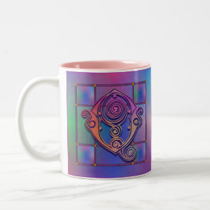 Q Initiale "Verre de pluie bleu" Tasses de tasses 