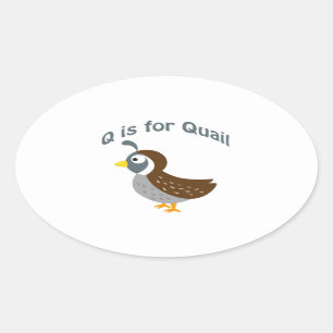 Q is for Quail Oval Sticker