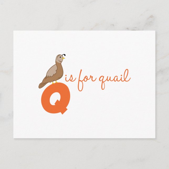 Q Is For Quail Postcard (Front)