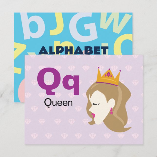 Q is for Queen - Alphabet Flash Card (Front/Back)