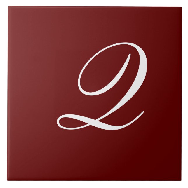 Q Monogram Initial White on Maroon Tile (Front)