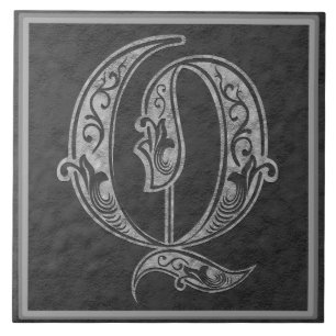 Q Monogram "Royal Grey Stone" Ceramic Tile