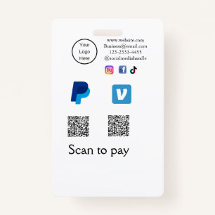 Q R code PayPal venmo scan pay add social media de Badge