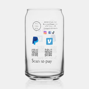 Q R code PayPal venmo scan pay add social media de Can Glass