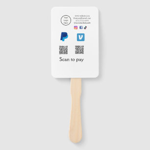 Q R code PayPal venmo scan pay add social media de Hand Fan