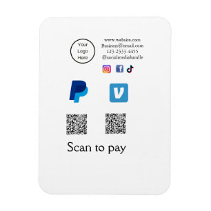 Q R code PayPal venmo scan pay add social media de Magnet