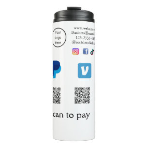 Q R code PayPal venmo scan pay add social media de Thermal Tumbler