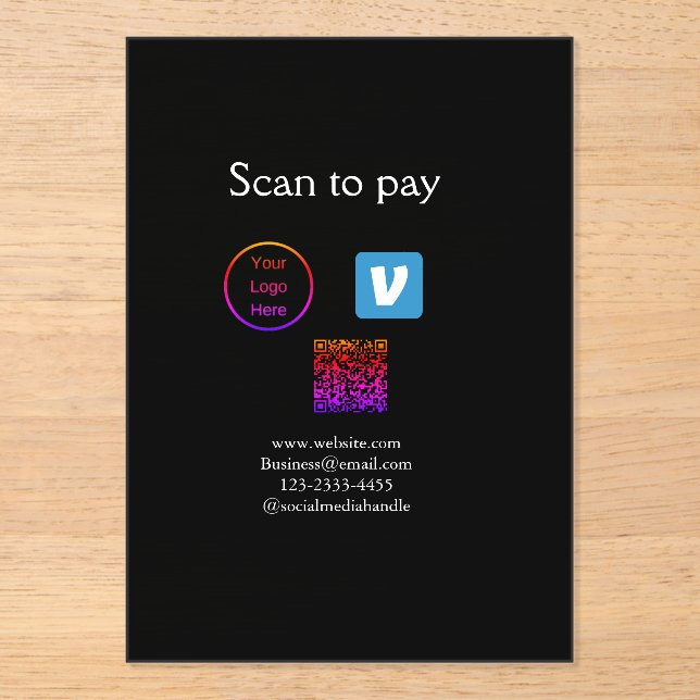 Q R code venmo scan to pay add logo social media Acrylic Invitations (Front)